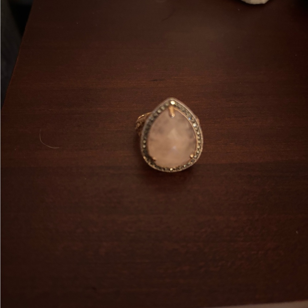 Elegant rose quartz rose gold size 8 Teardrop Ring